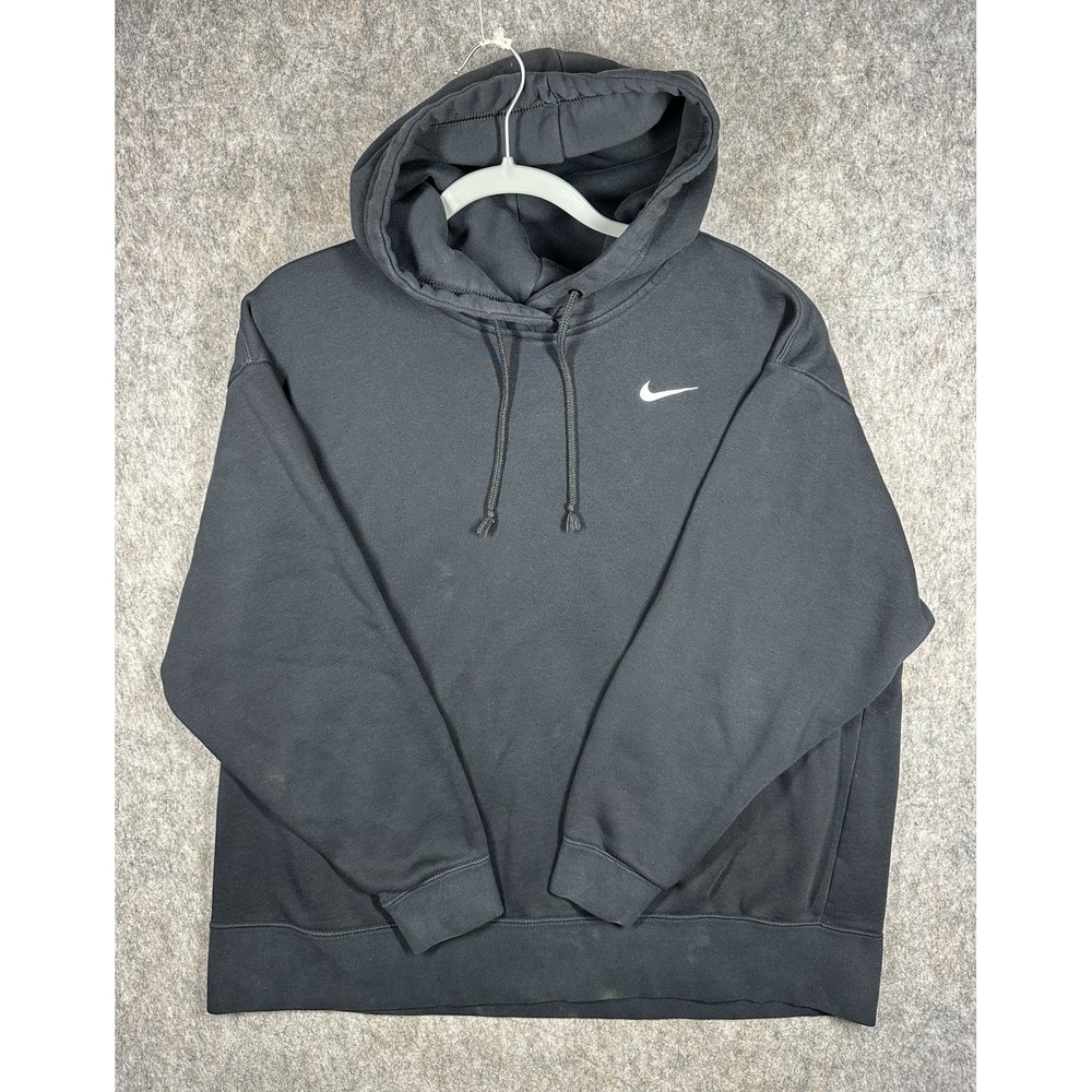 Nike Small Swoosh Hoodie Mens 1X Black Pullover Sweatshirt CZ6747-010